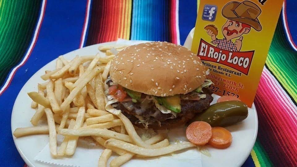 Mexican-style hamburger with fries